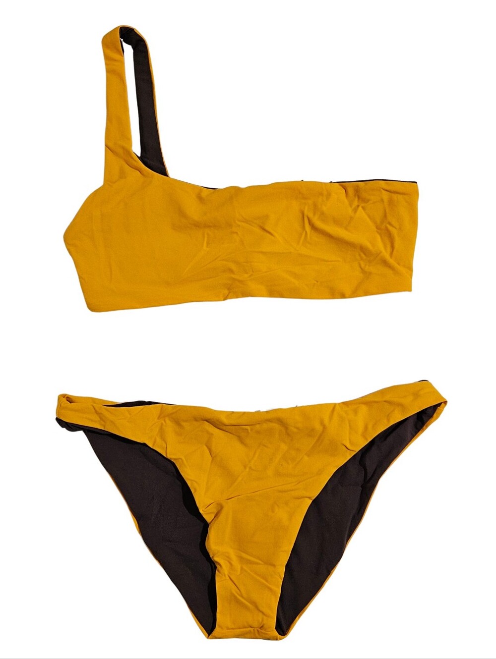 BOND-EYE Bikini Set Zuri Crop/Siara Brief M/L Pip Edwards Marigold/Espresso